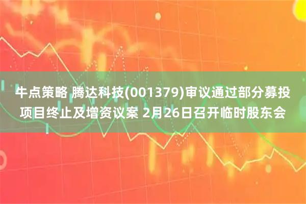 牛点策略 腾达科技(001379)审议通过部分募投项目终止及增资议案 2月26日召开临时股东会